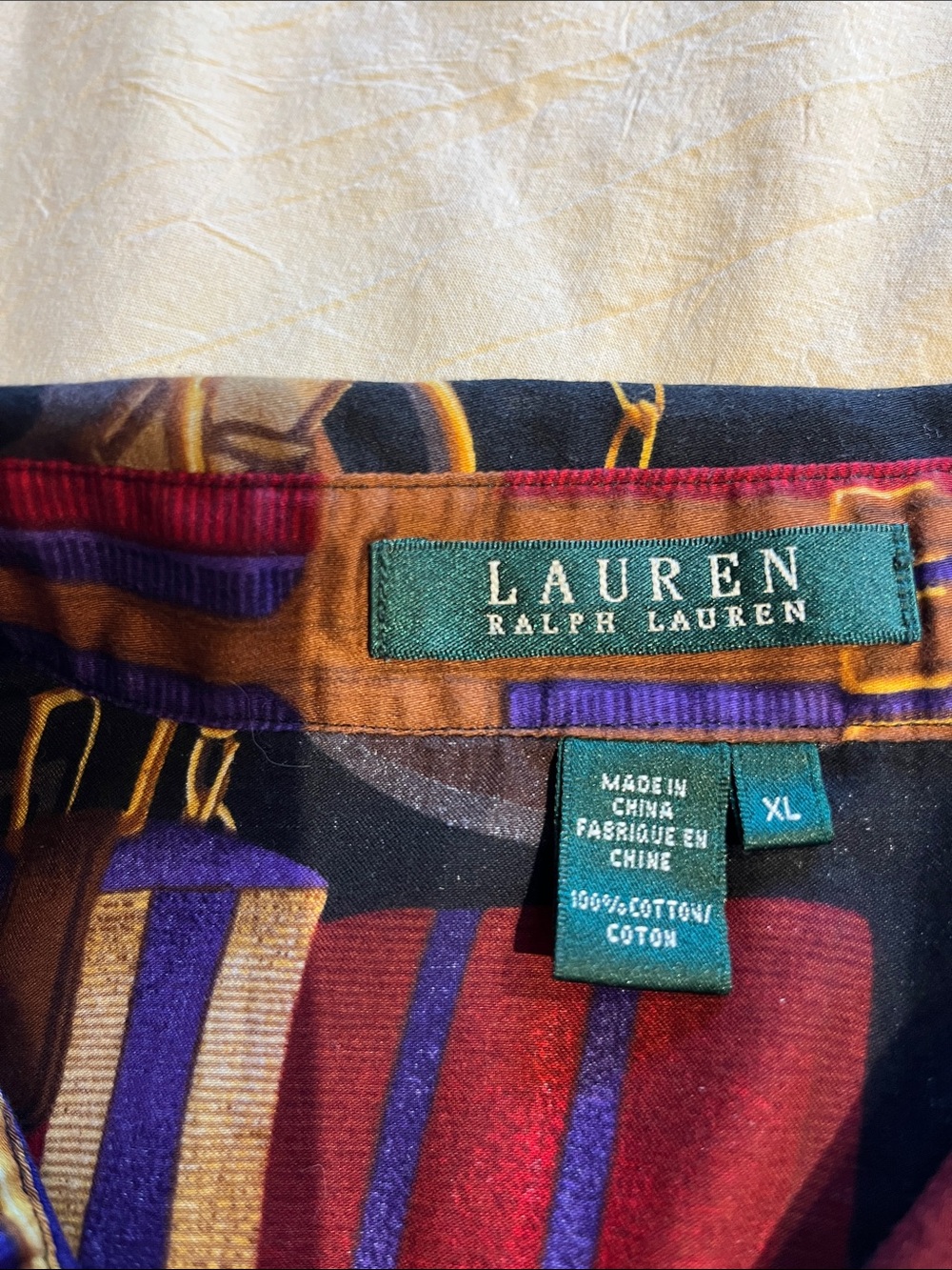 Lauren Ralph Lauren Vintage Button-Down Top Equestrian Print Excellent Size Med - Picture 5 of 9